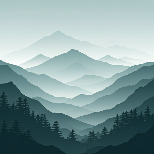 Serene landscape with mountains and mist